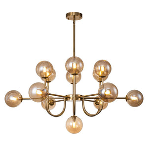 LightFixturesUSA-Glam 13-Light Sputnik Glass Globe Bubble Chandelier-Chandelier-Brass-