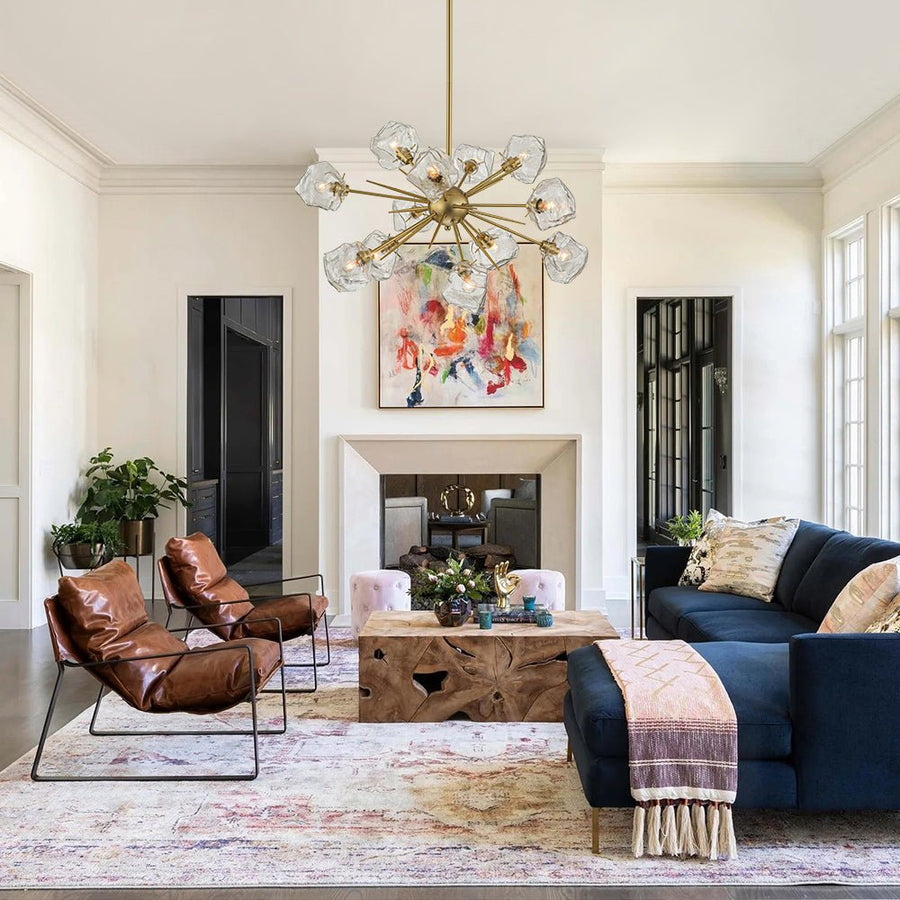 Glam Brass 12-Light Frozen Ice Sputnik Chandelier | LightFixturesUSA
