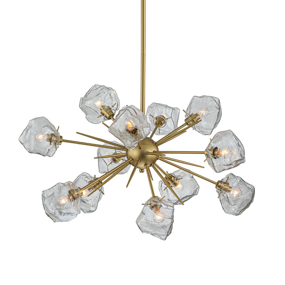 Glam Brass 12-Light Frozen Ice Sputnik Chandelier | LightFixturesUSA