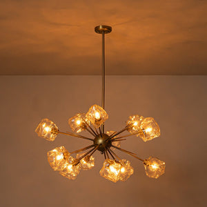 LightFixturesUSA-Glam Brass 12-Light Frozen Ice Style Sputnik Chandelier-Chandelier-Brass-12-Lt (Pre-Order)