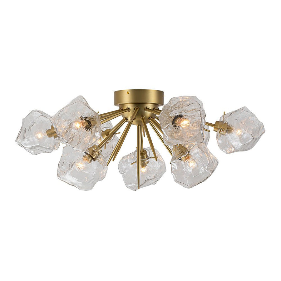 LightFixturesUSA-Glam Brass 9-Light Frozen Ice Style Sputnik Ceiling Light-Chandelier-Brass-9-Lt (Pre-Order)