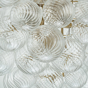 LightFixturesUSA-Glam Brass Cluster Ribbed Glass Globe Bubble Chandelier-Chandelier-Brass-