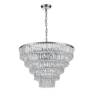 LightFixturesUSA-Glam Luxe Chrome 5-Tier Crystal Round Chandelier-Chandelier-Chrome-