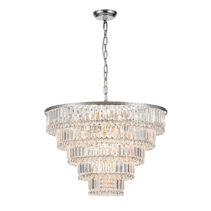 LightFixturesUSA-Glam Luxe Chrome 5-Tier Crystal Round Chandelier-Chandelier-Chrome-