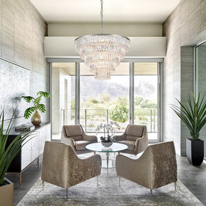 LightFixturesUSA-Glam Luxe Chrome 5-Tier Crystal Round Chandelier-Chandelier-Chrome-