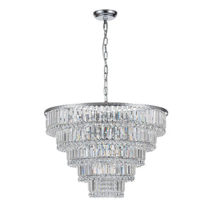 LightFixturesUSA-Glam Luxe Chrome 5-Tier Crystal Round Chandelier-Chandelier-Chrome-