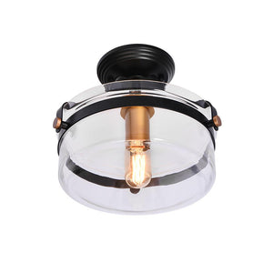 LightFixturesUSA-Glass Lantern Semi Flush Mount-Ceiling Light--