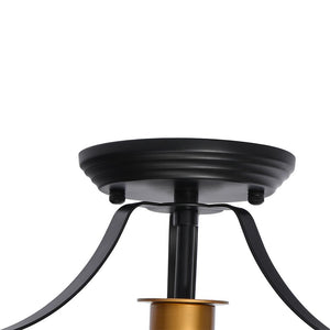 LightFixturesUSA-Glass Lantern Semi Flush Mount-Ceiling Light--
