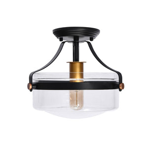 LightFixturesUSA-Glass Lantern Semi Flush Mount-Ceiling Light--