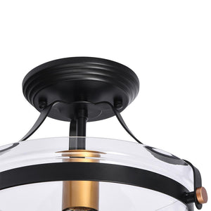 LightFixturesUSA-Glass Lantern Semi Flush Mount-Ceiling Light--