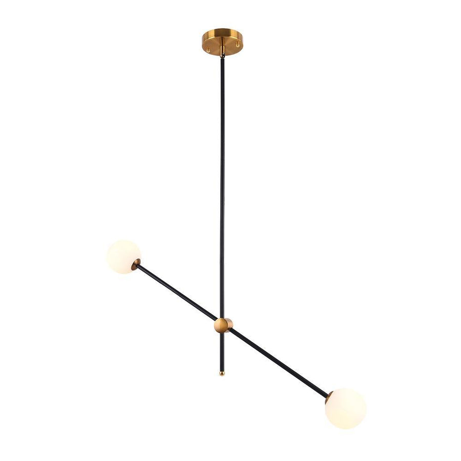 LightFixturesUSA-Globe Linear Black Sputnik Chandelier-Chandelier-2 Lt-