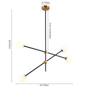 LightFixturesUSA-Globe Linear Black Sputnik Chandelier-Chandelier-4 Lt-
