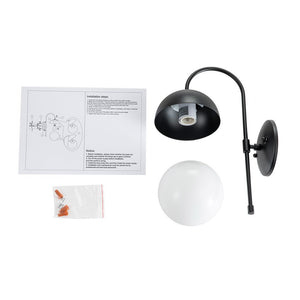 LightFixturesUSA-Goose Arm Globe Wall Sconce-Wall Sconce-Black-