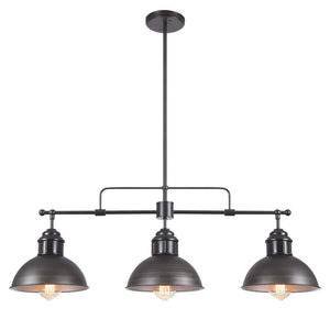 LightFixturesUSA-Industrial 3-light Island Pot Lid Dome Pendant-Chandelier--