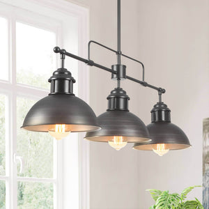 LightFixturesUSA-Industrial 3-light Island Pot Lid Dome Pendant-Chandelier--