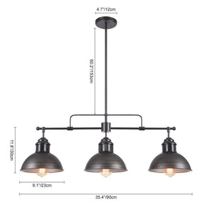 LightFixturesUSA-Industrial 3-light Island Pot Lid Dome Pendant-Chandelier--