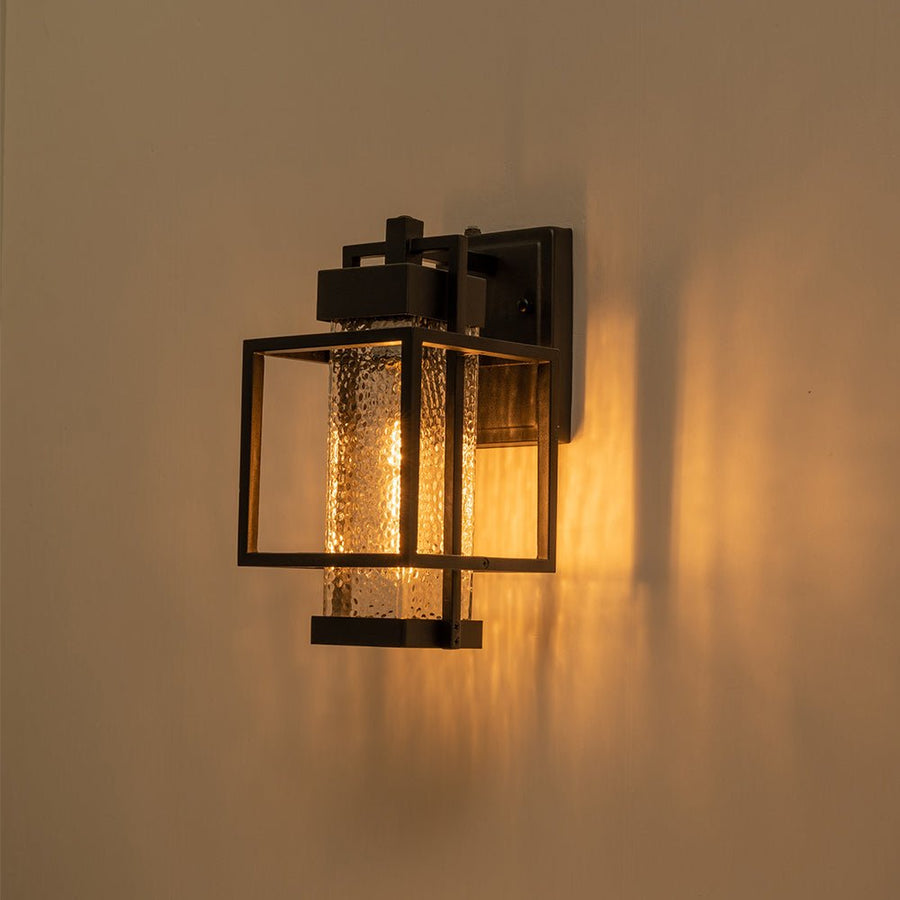 LightFixturesUSA-IP23 Black Water-Proof 1-Light Square Cage Outdoor Wall Sconce-Wall Sconce-1 Light-Matte Black