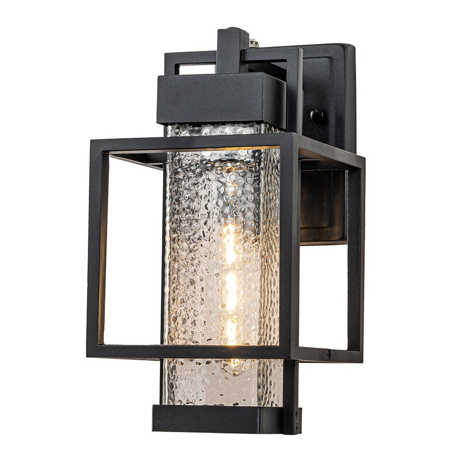 LightFixturesUSA-IP23 Black Water-Proof 1-Light Square Cage Outdoor Wall Sconce-Wall Sconce-1 Light-Matte Black