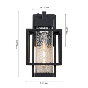 LightFixturesUSA-IP23 Black Water-Proof 1-Light Square Cage Outdoor Wall Sconce-Wall Sconce-1 Light-Matte Black