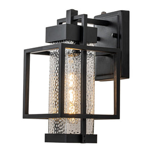 LightFixturesUSA-IP23 Black Water-Proof 1-Light Square Cage Outdoor Wall Sconce-Wall Sconce-1 Light-Matte Black