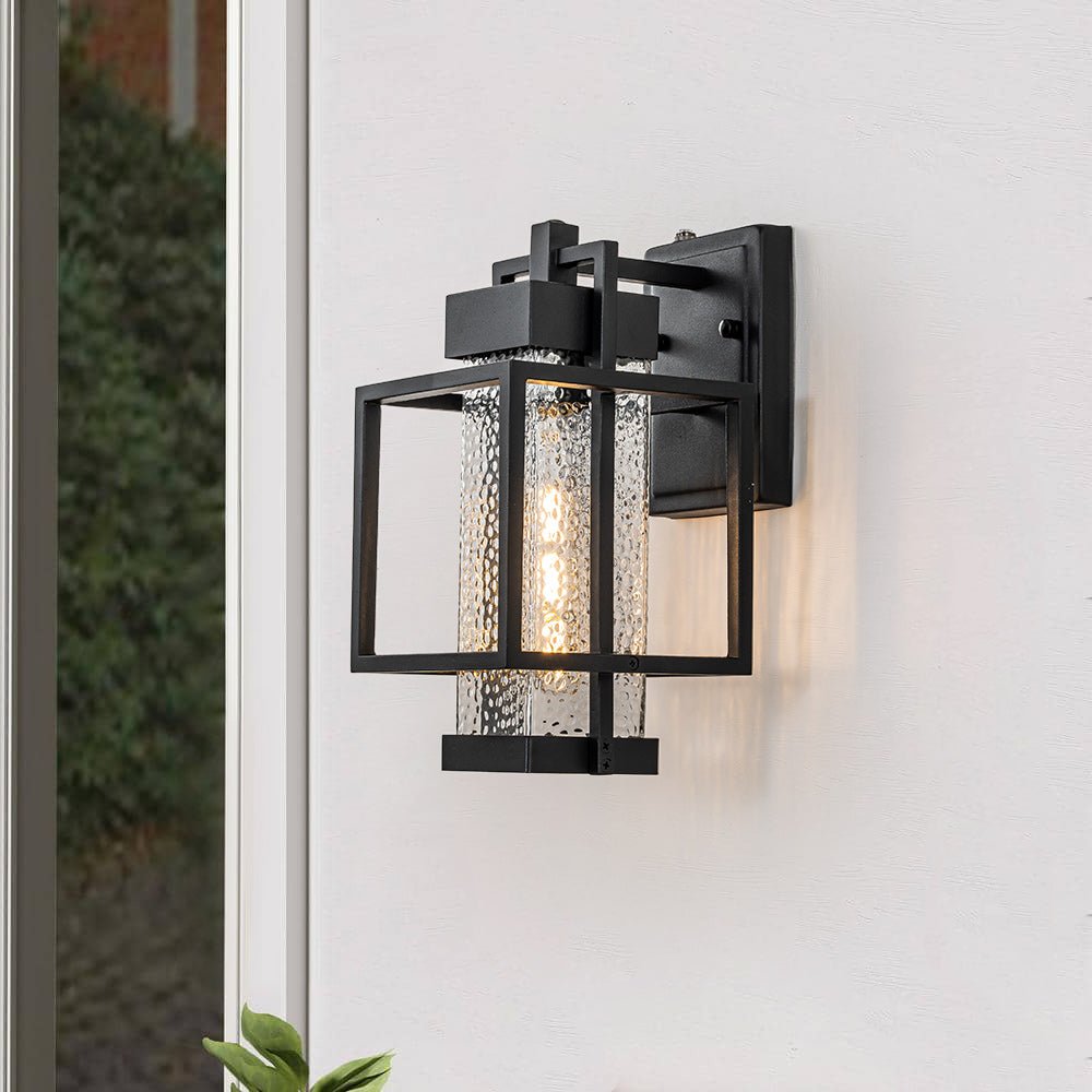 IP23 Black Water Proof 1 Light Square Outdoor Wall Sconce LightFixturesUSA 1 Light Matte Black