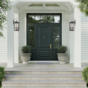 LightFixturesUSA-IP23 Matte Black Farmhouse 3-Light Lantern Outdoor Wall Light-Wall Sconce-1-Lt-Matte Black