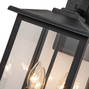 LightFixturesUSA-IP23 Matte Black Farmhouse 3-Light Lantern Outdoor Wall Light-Wall Sconce-1-Lt-Matte Black