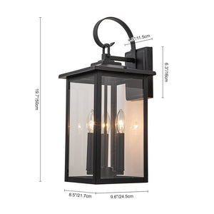 LightFixturesUSA-IP23 Matte Black Farmhouse 3-Light Lantern Outdoor Wall Light-Wall Sconce-1-Lt-Matte Black
