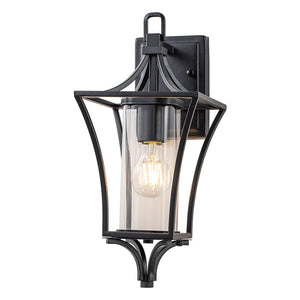 LightFixturesUSA-IP44 Black Water-Proof 1-Light Lantern Outdoor Wall Sconce-Wall Sconce-1 Light-Matte Black