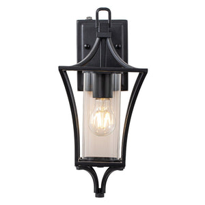 LightFixturesUSA-IP44 Black Water-Proof 1-Light Lantern Outdoor Wall Sconce-Wall Sconce-1 Light-Matte Black