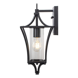 LightFixturesUSA-IP44 Black Water-Proof 1-Light Lantern Outdoor Wall Sconce-Wall Sconce-1 Light-Matte Black