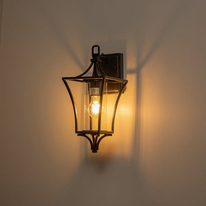 LightFixturesUSA-IP44 Black Water-Proof 1-Light Lantern Outdoor Wall Sconce-Wall Sconce-1 Light-Matte Black