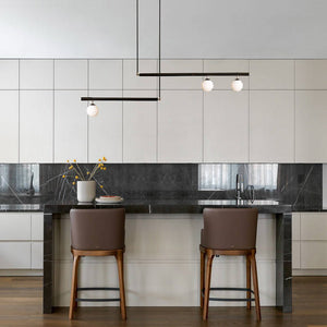 LightFixturesUSA-Kitchen Island Glass Globe Linear Chandelier-Chandelier-Black-