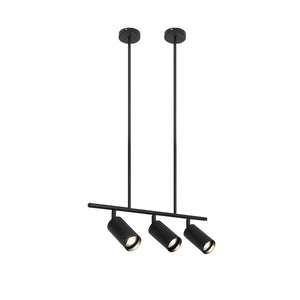 LightFixturesUSA-Kitchen Island Linear Pendant Track Lighting-Chandelier-Black-3-Lt