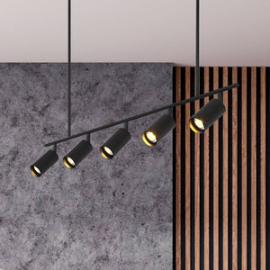 LightFixturesUSA-Kitchen Island Linear Pendant Track Lighting-Chandelier-Black-5-Lt