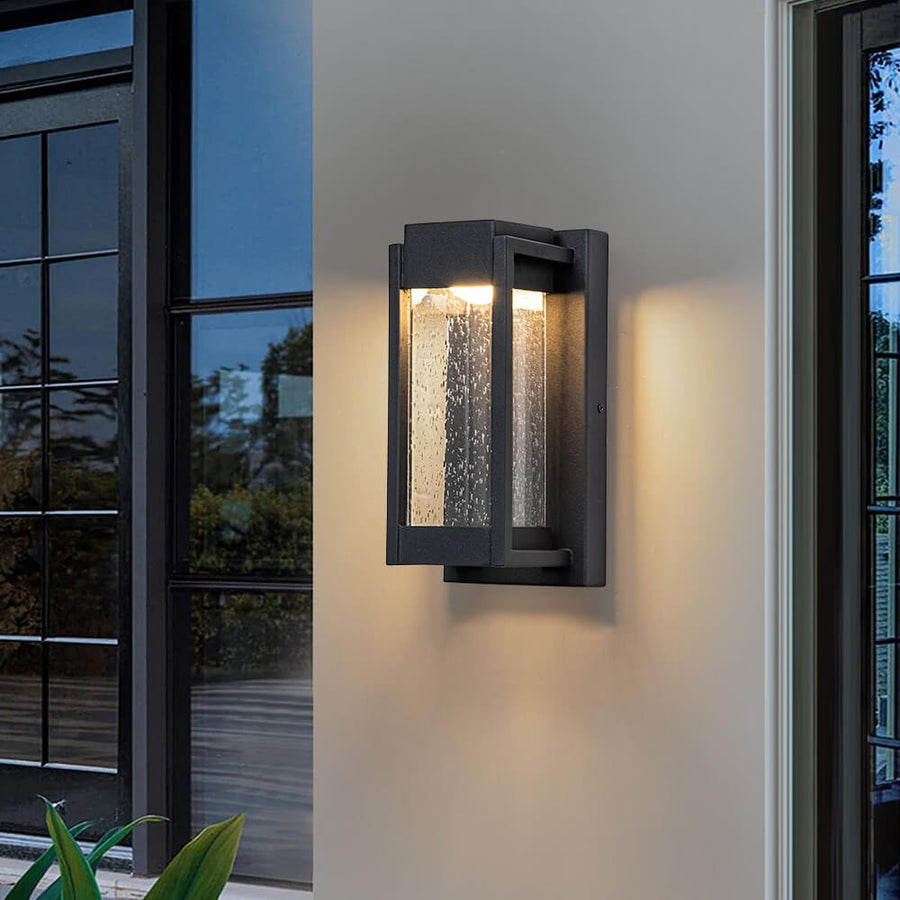 LightFixturesUSA-LED Modern Black Glass Rectangular Wall Light-Wall Sconce-Black-