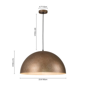 LightFixturesUSA-Luxe Distressed Dark Silver Oversized Metal Dome Pendant-Chandelier-15 in.-