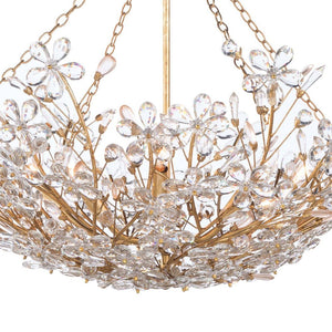 LightFixturesUSA-Luxe Gold Leaf Crystal Blossom Floral Basket Chandelier-Chandelier-Gold Leaf-