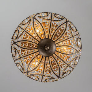 LightFixturesUSA-Luxe Moroccan Antique Bronze Crystal Ceiling Light-Ceiling Light-Bronze-