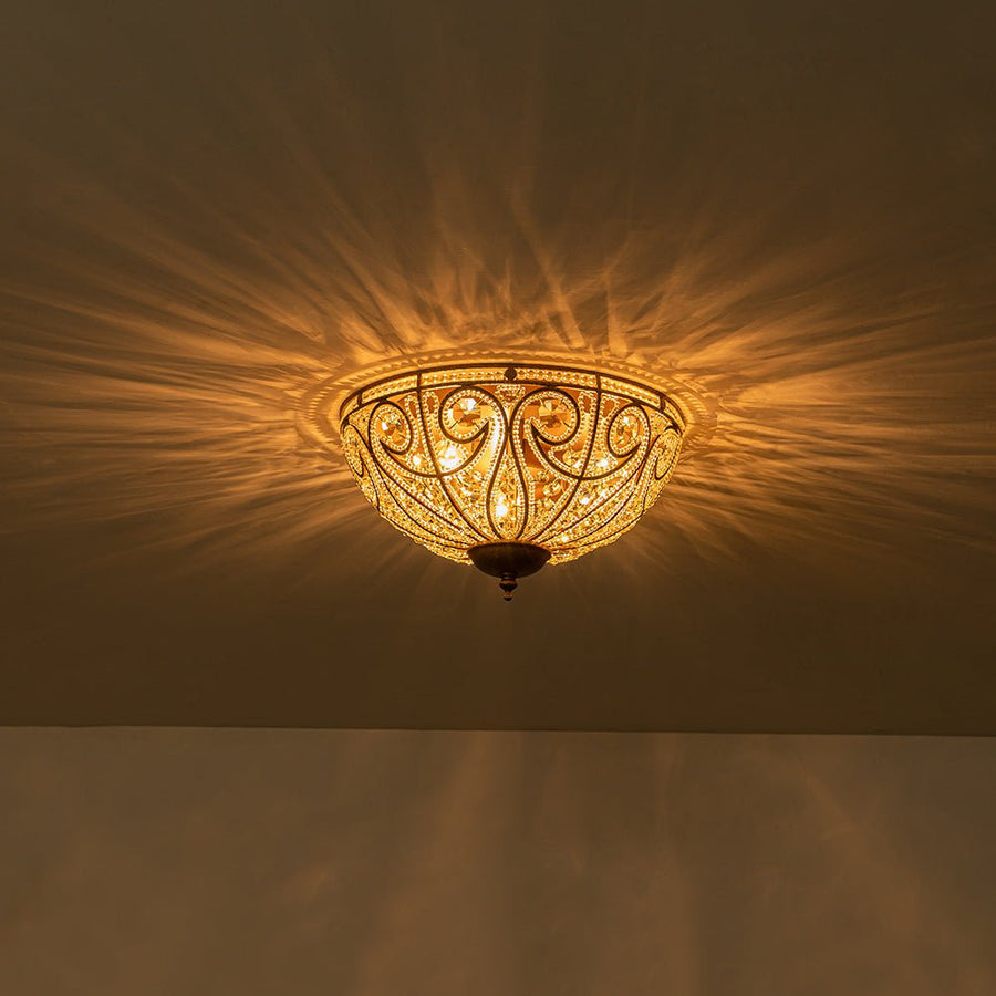 LightFixturesUSA-Luxe Moroccan Antique Bronze Crystal Ceiling Light-Ceiling Light-Bronze-