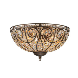 LightFixturesUSA-Luxe Moroccan Antique Bronze Crystal Ceiling Light-Ceiling Light-Bronze-