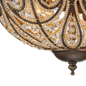 LightFixturesUSA-Luxe Moroccan Antique Bronze Crystal Ceiling Light-Ceiling Light-Bronze-