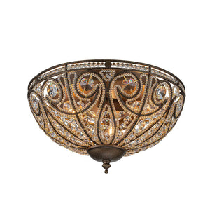 LightFixturesUSA-Luxe Moroccan Antique Bronze Crystal Ceiling Light-Ceiling Light-Bronze-