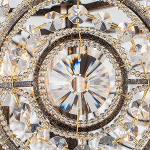 LightFixturesUSA-Luxe Moroccan Antique Crystal Drum Semi Flush Mount-Ceiling Light-Black-