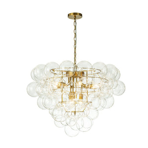 LightFixturesUSA-Luxury Brass Cluster Clear Glass Globe Bubble Chandelier-Chandelier-Brass (Pre-Order)-