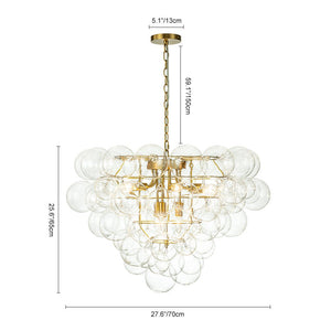 LightFixturesUSA-Luxury Brass Cluster Clear Glass Globe Bubble Chandelier-Chandelier-Brass (Pre-Order)-