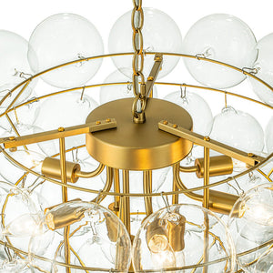 LightFixturesUSA-Luxury Brass Cluster Clear Glass Globe Bubble Chandelier-Chandelier-Brass (Pre-Order)-