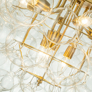 LightFixturesUSA-Luxury Brass Cluster Clear Glass Globe Bubble Chandelier-Chandelier-Brass (Pre-Order)-