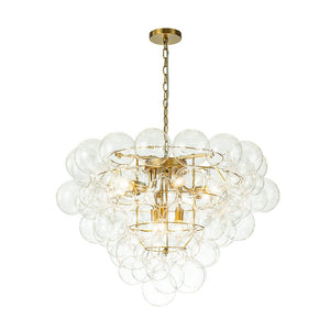LightFixturesUSA-Luxury Brass Cluster Clear Glass Globe Bubble Chandelier-Chandelier-Brass (Pre-Order)-