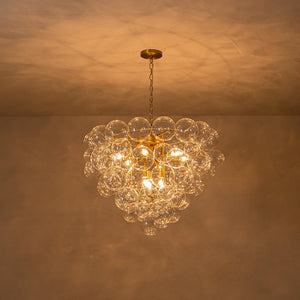 LightFixturesUSA-Luxury Brass Cluster Clear Glass Globe Bubble Chandelier-Chandelier-Brass (Pre-Order)-